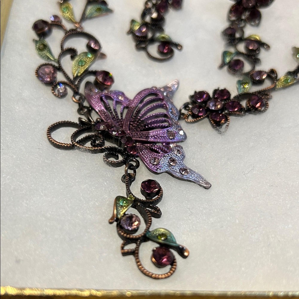 Vintage-Inspired Purple Butterfly Necklace